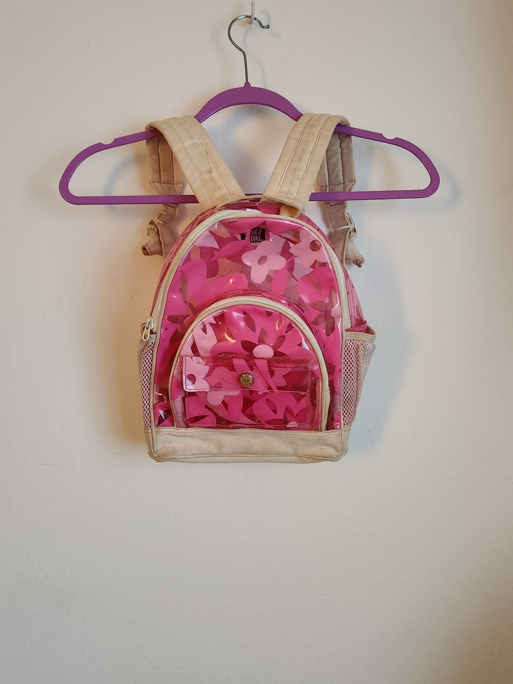 Roxy Pink Floral Clear-Front Kids Backpack